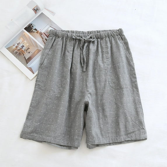 Xysaqa Men's Sleepwear Shorts Pajama Bottom Lounge Shorts Cotton Plaid Soft Comfy Elastic Waist Shorts with Pockets and Drawstring M-XL Clearance