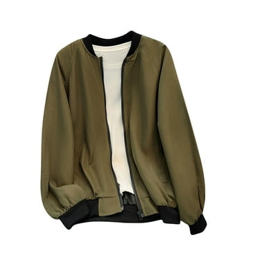 Xysaqa Men's Slim Fitted Lightweight Jacket Mens Fashion Full-Zip Flight Bomber Jacket Coat Casual Long Sleeve Plain Spring Fall Jacket M-5XL （Available in Big & Tall) Army Green