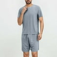 thumbnail image 1 of Xysaqa Men's Soft Pajama Set Trendy Lightweight Comfy Ice Silk Textured Loose Fits Short Sleeve Shirt + Shorts Lounge Set Summer Clothes for Men L-3XL, 1 of 4