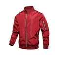 thumbnail image 1 of Xysaqa Men's Spring Fall Bomber Jacket Mens Big & Tall Lightweight Windbreaker Jackets Casual Zip Up Coat with Multi Pockets M-7XL Red, 1 of 3