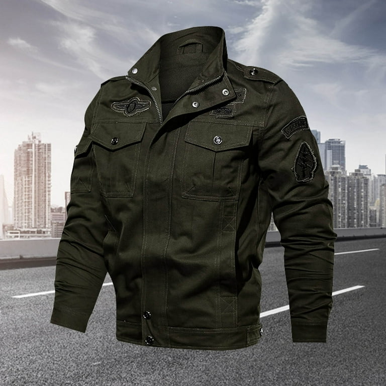 Xysaqa Men's Spring Fall Military Jackets Coat Cotton Xysaqa Men's Spring Fall Military Jackets Coat Cotton