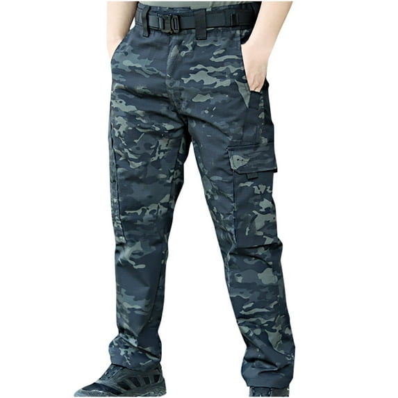 Xysaqa Men's Stretch Relaxed Fitted Cargo Pant, Casual Straight Leg Travel Hiking Pants for Men Cotton Outdoor Work Trousers with Multi Pockets M-3XL (NO Belt) Summer Savings