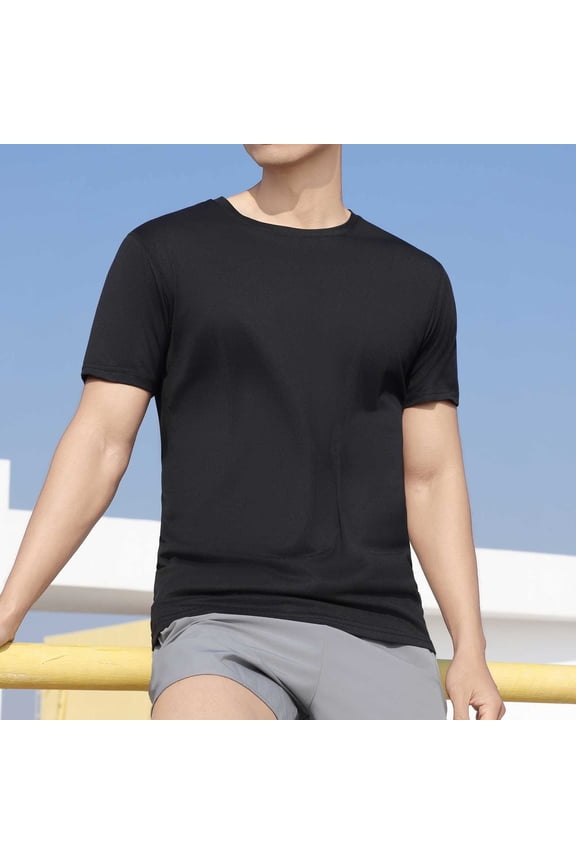 Men's Stretch Workout Running Shirts, Casual Short Sleeve Basic T-Shirts, Crewneck Gym Athletic Tee Mens Undershirts 2X 3X 4X Clearance（Available in Big & Tall)