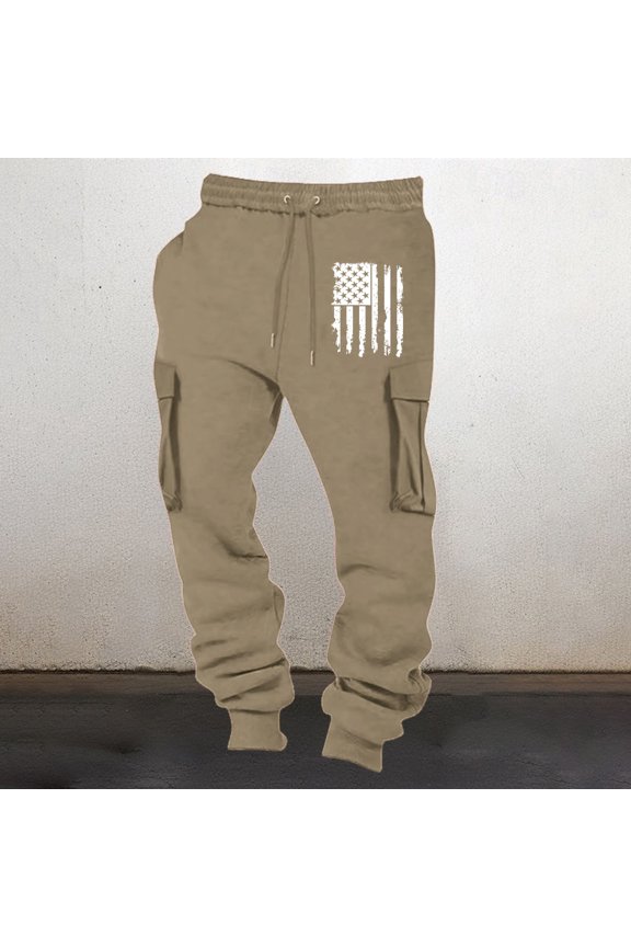 Men's Sweatpants, Men Casual American Flag Print Workout Athletic Pants Running Jogger Pants Tapered Leg Men Sweat Pants Lounge with Pockets S-3XL