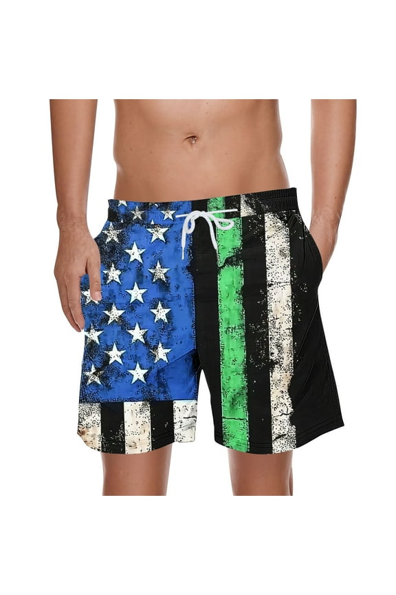 Men's Swim Trunks American Flag Print Hawaiian Board Shorts Summer Beach Bathing Suit Mens Swimsuits Swim Shorts with Pockets M-3XL Clearance