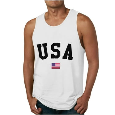 Xysaqa Men's T-Shirts Oversized Tshirts for Men Men's Tank Tops Summer Sleeveless Usa Flag Graphic Tee 4Th Of July Workout T-Shirts for Men Cool Beach Athletic Mens Undershirts M-6Xl Undershirts for M