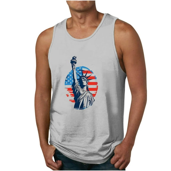 Xysaqa Men's Tank Tops USA Flag Graphic T-Shirts for Men Casual Muscle Sleeveless Shirt Gym Workout M-6XL （Available in Big & Tall)