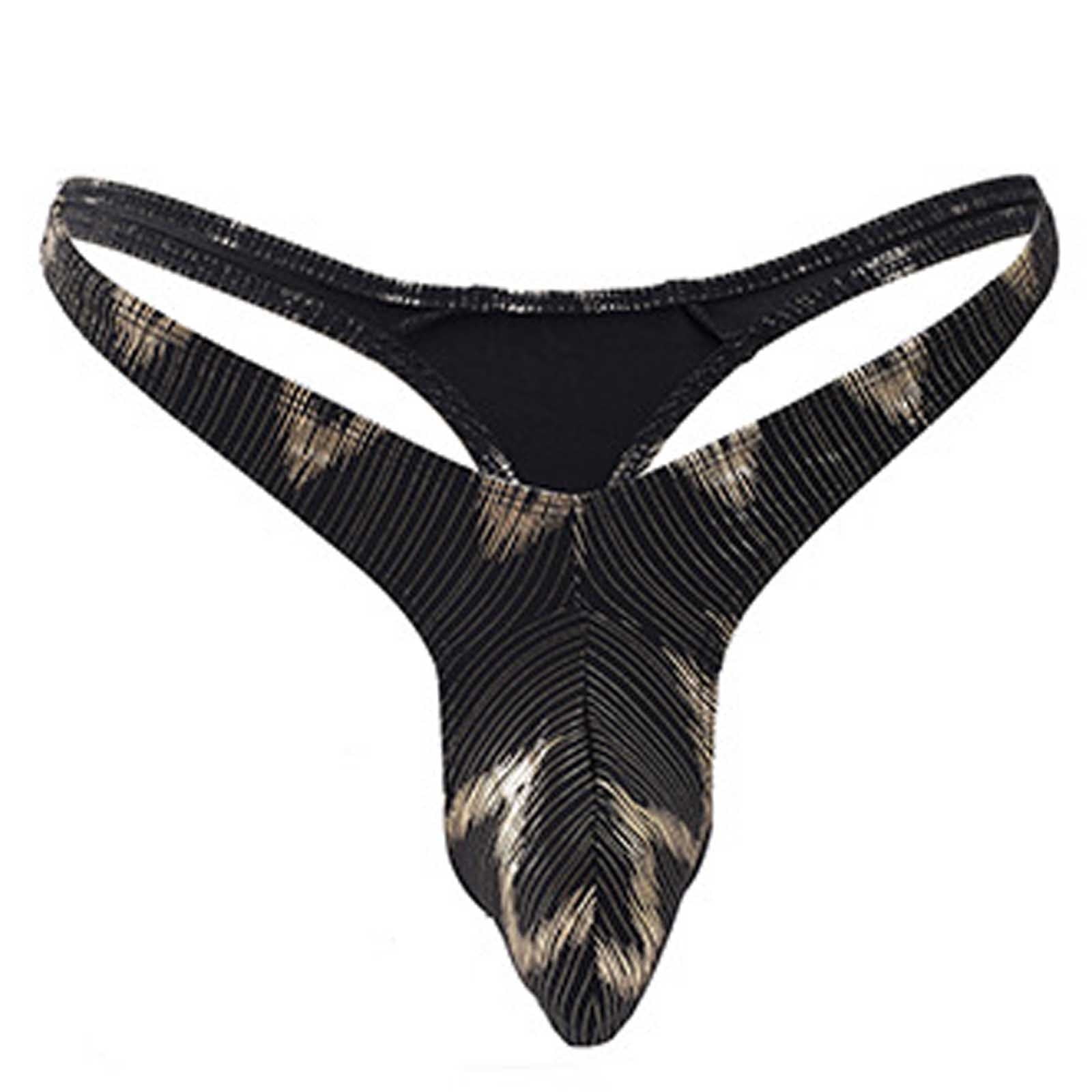 Xysaqa Men's Thong Underwear, Men Sexy Low Waisted Thongs Sexy Print Tback Pouch Underwear Mens
