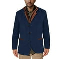 thumbnail image 1 of Xysaqa Men's Vintage Stand Collar Wool Coats Casual Patchwork Trench Coats Zipper Buttons Overcoat Jacket Long Sleeve Outwear Coat S-5XL （Available in Big & Tall) Blue, 1 of 5