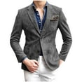 thumbnail image 1 of Xysaqa Men's Vintage Suede Suit Blazer Jacket Mens Fashion Casual Work Wear Sport Coat 2 Button Slim Fitted Long Sleeve Blazer Jackets for Men Gray, 1 of 4