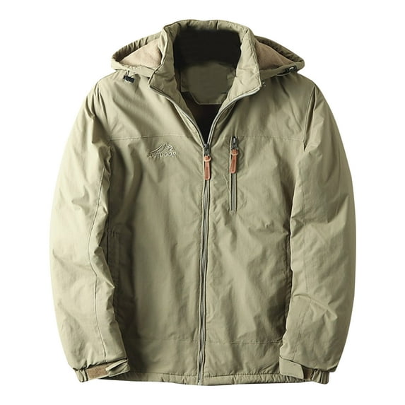 Xysaqa Men's Winter Fall Jacket Hooded Windproof Big & Tall Fleece Lined Jackets for Men Outdoor Full Zip Casual Hiking Work Travel Jacket with Hood 3X 4X 5X Summer Savings