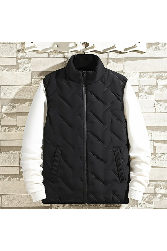 Men's Winter Warm Outdoor Padded Vest Unisex Big & Tall Casual Stand Collar Sleeveless Padded Jacket Coat Vest with Pockets M-5XL