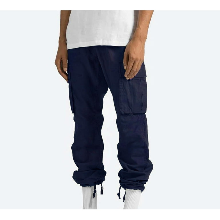 Stretch Cargo Pants for Women Solid Elastic Waist Denim Work Pants Multi  Pockets Comfy Streetwear Jogger Pants Loose Pants(XL,Khaki)