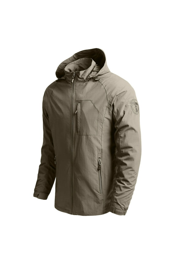 Mens Casual Lightweight Drawstring Hooded Windbreaker Jacket Outdoor Classic Sports Zip Hoodies Coat M-5XL Big & Tall