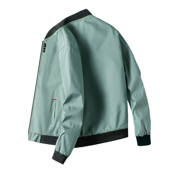 Xysaqa Mens Casual Lightweight Zip Up Bomber Jackets Solid Long Sleeve Windbreaker Coat Jackets with Pockets Fashion Spring Fall Clothes M-4XL (Available in Big & Tall) Green