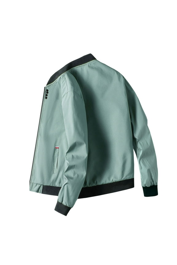 Mens Casual Lightweight Zip Up Bomber Jackets Solid Long Sleeve Windbreaker Coat Jackets with Pockets Fashion Spring Fall Clothes M-4XL (Available in Big & Tall) Green