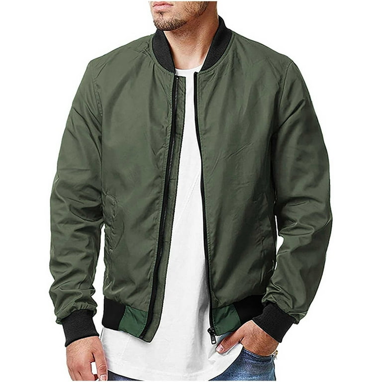 Xysaqa Men's Lightweight Zip-Up Bomber Jacket, Solid Long Xysaqa Men's Lightweight Zip-Up Bomber Jacket, Solid Long