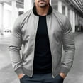 thumbnail image 1 of Xysaqa Mens Casual Lightweight Zip Up Bomber Jackets Solid Long Sleeve Windbreaker Coat Cotton Jackets with Pockets Fashion Spring Fall Clothes S-3XL, 1 of 6