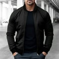 thumbnail image 1 of Xysaqa Mens Casual Lightweight Zip Up Bomber Jackets Solid Long Sleeve Windbreaker Coat Cotton Jackets with Pockets Fashion Spring Fall Clothes S-3XL, 1 of 6