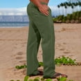 thumbnail image 1 of Xysaqa Mens Cotton Linen Drawstring Pants Elastic Waist Casual Joggers Yoga Pants Men Beach Long Pant with Pockets S-5XL (Available in Big & Tall), 1 of 6