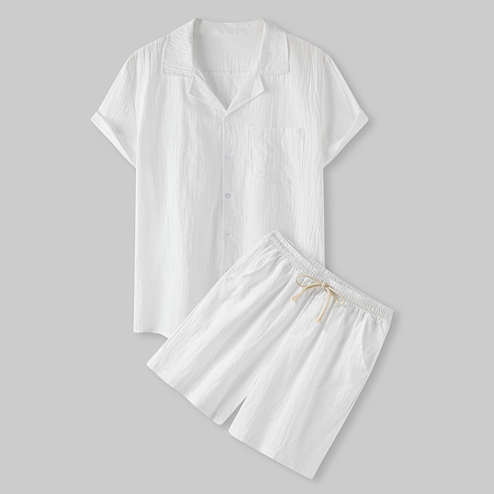 Short-Sleeved Round-Neck Men's Pajama Short Set main image 1