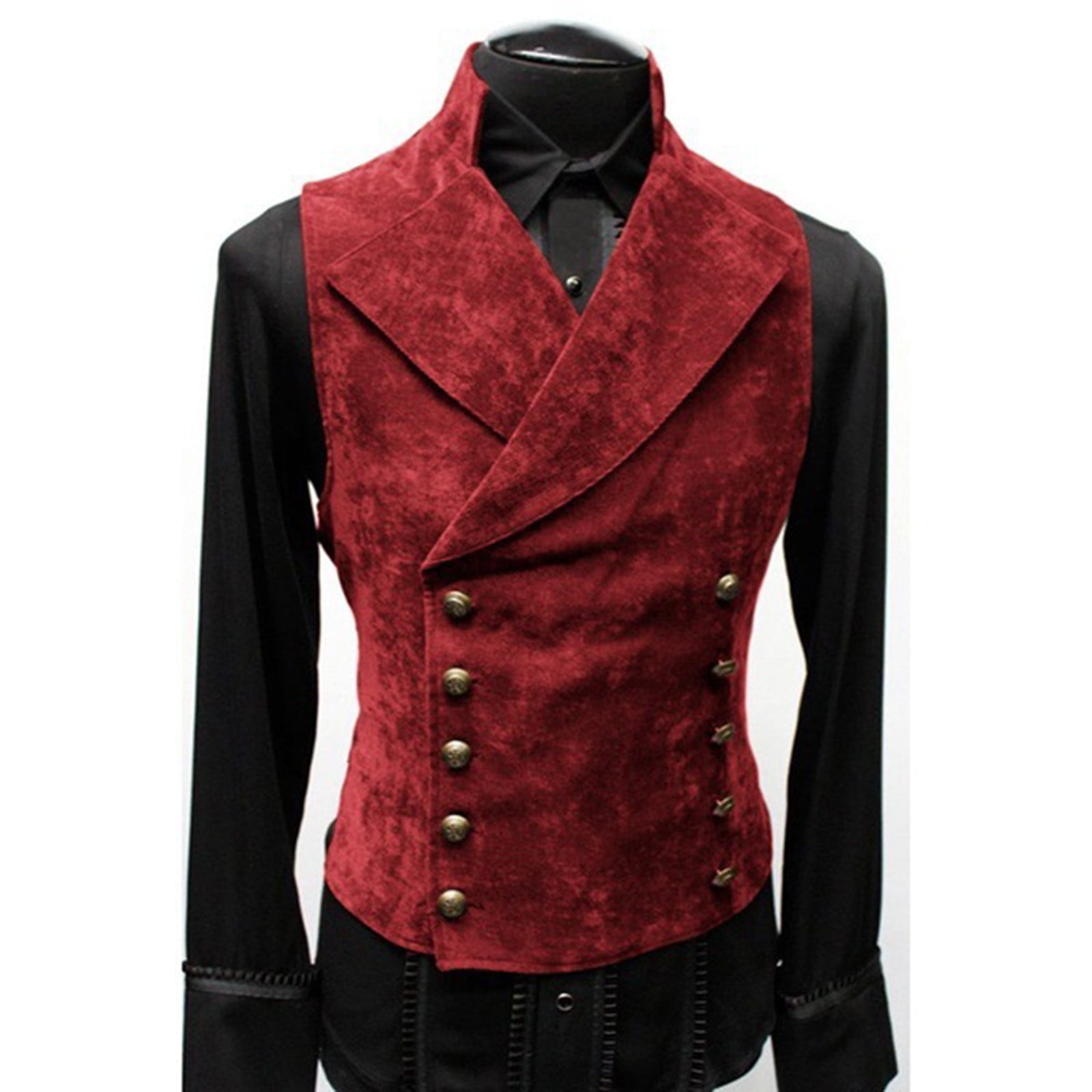 Men's Double Breasted Governor Vest Waistcoat VTG Brocade Gothic Steampunk/Blue Velvet main image 0