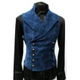 thumbnail image 1 of Xysaqa Mens Double Breasted Velvet Dress Vest Gothic Steampunk Prom Stage Waistcoat Gentleman Tuxedo Prom Party Formal Suit, 1 of 3