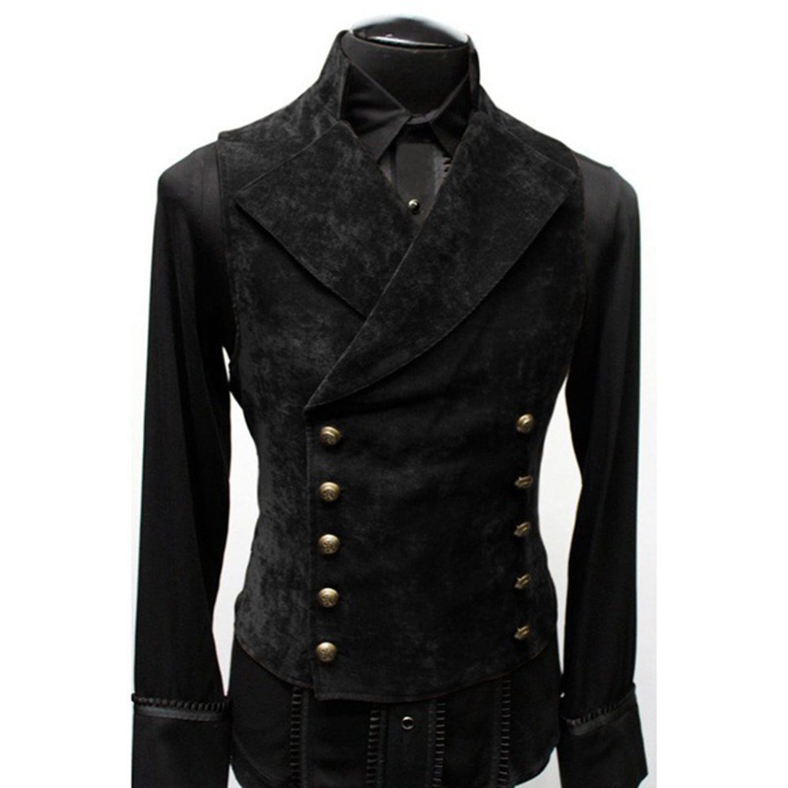 Xysaqa Mens Double Breasted Velvet Dress Vest Gothic Steampunk Prom ...