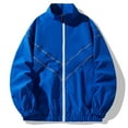 thumbnail image 1 of Xysaqa Mens Fashion Flight Bomber Jacket Color Block Casual Lightweight Jacket for Men Teen Boy Spring Fall Long Sleeve Full Zip Up Windbreaker M-4XL（Available in Big & Tall) Blue, 1 of 7