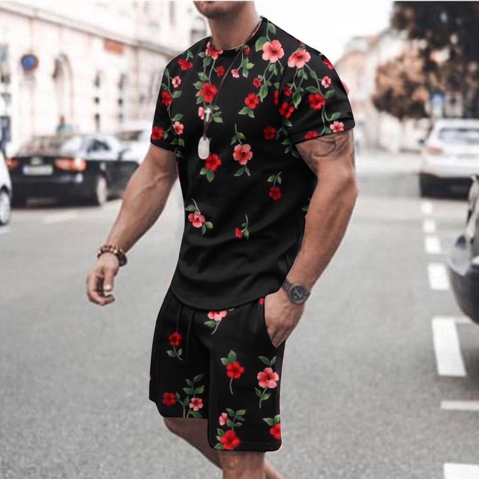 Xysaqa Mens Floral Short Sets, Men's Fashion 2 Piece