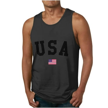 Xysaqa Mens Graphic T-Shirts Funny Shirts Men's Tank Tops Summer Sleeveless Usa Flag Graphic Tee 4Th Of July Workout T-Shirts for Men Cool Beach Athletic Mens Undershirts M-6Xl Workout Shirts for Men