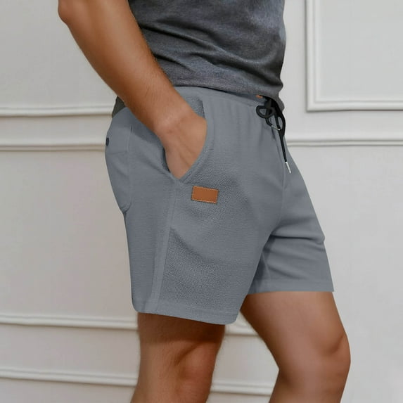 Xysaqa Mens Pull On Lounge Shorts, Above Knee Workout Gym Shorts for Men Knit Jogger Running Shorts Casual Loose Summer Beach Shorts with Pockets & Elastic Waist Drawstring S-3XL