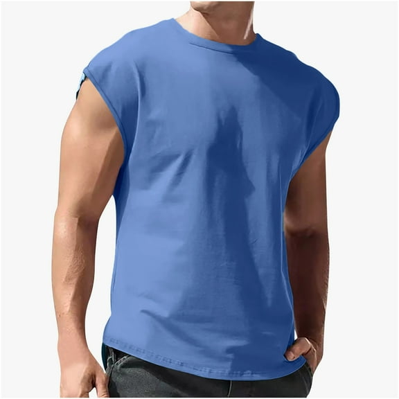 Xysaqa Mens Shirts Big & Tall Shirts for Men Tank Tops Men's Muscle Shirts Summer Beach Basic Sleeveless T-Shirt Mens Cap Sleeve Gym Workout Tank Top S-4Xl (Reg & Big & Tall Size) Work Shirts for Men