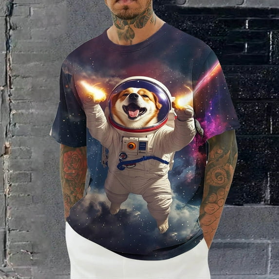 Xysaqa Mens Shirts Funny Cats Printed T-Shirts Cool Graphic Tees for Men Boys Summer Cool Short Sleeve Shirts Novelty Men's Big & Tall Hawaiian Shirts Gift Shirts 2X 3X 4X