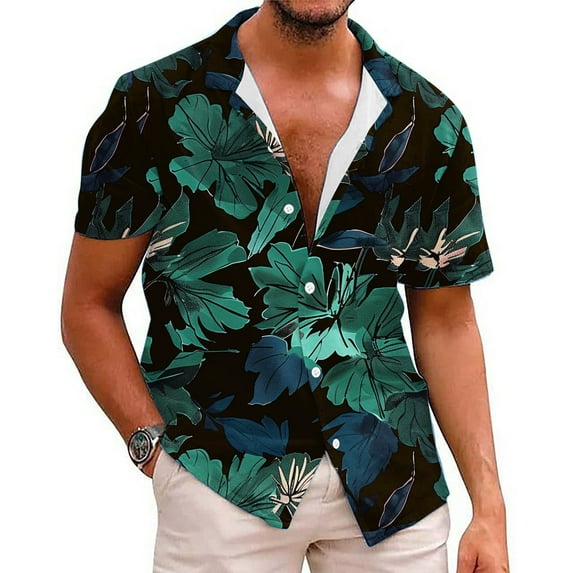 Dzypnd Mens Shirts Mens Graphic T-Shirts Men's Hawaiian Shirt Tropical Beach Shirts Short Sleeve Holiday Casual Buttons Down Shirts S-5Xl Dress Shirts for Men On