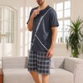 thumbnail image 1 of Xysaqa Mens Short Sleeve Pajama Set Soft Round Neck Tops & Pjs Bottom 2 Piece Sleep Outfits Nightwear Lightweight Summer Sleepwear Lounge Set for Men S-2X Clearance, 1 of 8