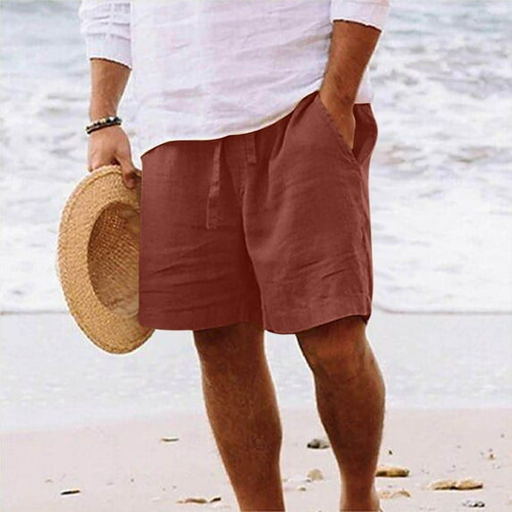 Xysaqa Mens Shorts, Casual Comfortable Elastic Waist Shorts For Men Lightweight Summer Beach Short Pants With Pockets And Drawstring S-5Xl (Available In Big & Tall Size) Clearance Watermelon Red Xl