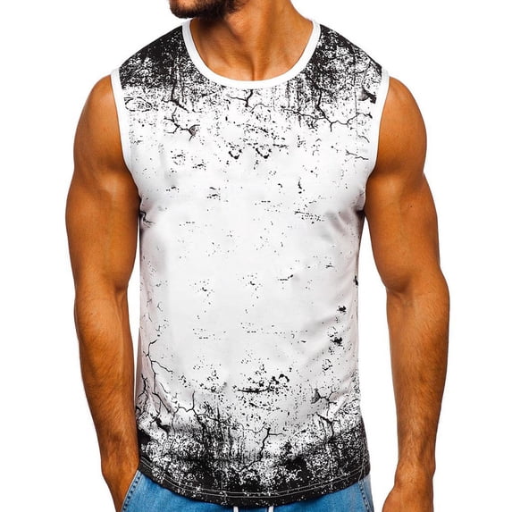 Xysaqa Mens Sleeveless T-Shirts Tie Dye Slim-Fit Crew Neck Casual Tank Tops Summer Casual Classic Muscle Sports Tee for Men L-3XL