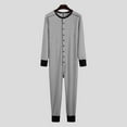 thumbnail image 1 of Xysaqa Mens Striped One-Piece Pajamas Soft Sleepwear Long Sleeve Jumpsuit Button-Down Pajama Romper Onesie, 1 of 4