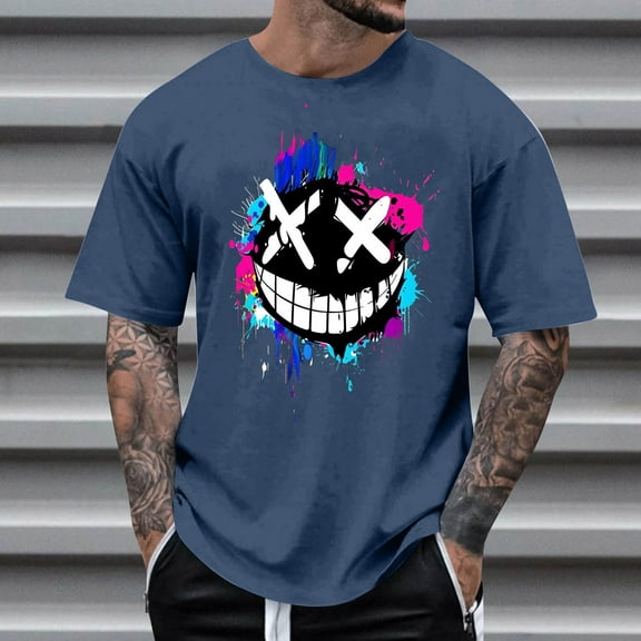 Xysaqa Mens Summer Funny Graphic Tee Men's Shirt Short Sleeve Novelty Graphic Shirts for Men & Teens Cool Printed Athletic Tee Shirt 3X 4X 5X (Available In Big & Tall)
