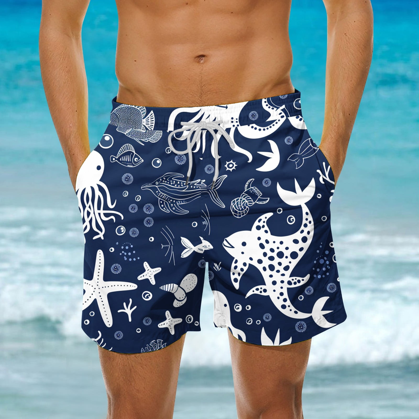 Men's Summer Beach Trunks Printed Padded Push-Up Briefs Swimwear main image 0
