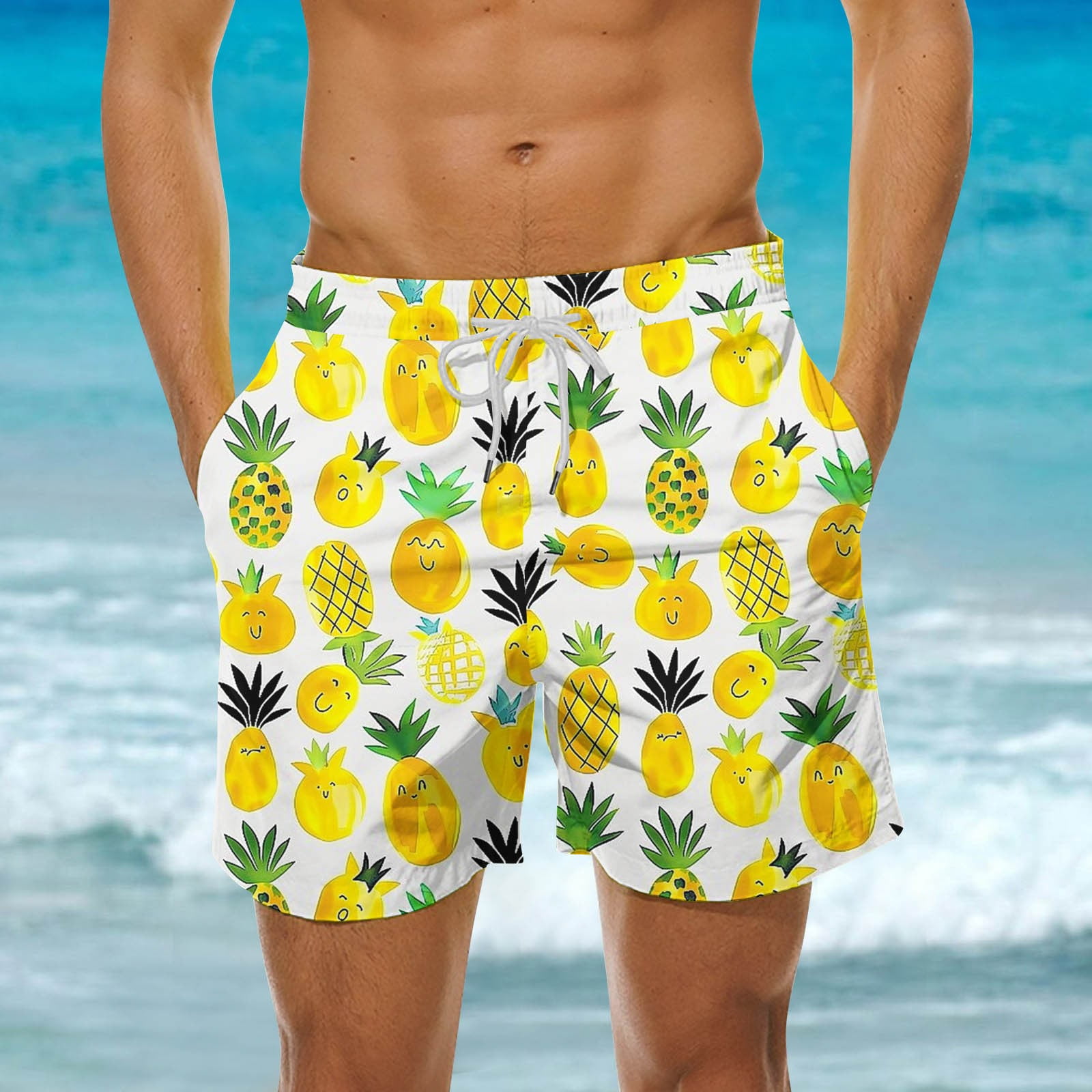 Xysaqa Mens Swim Trunks Funny Pineapple Swim Shorts Bathing