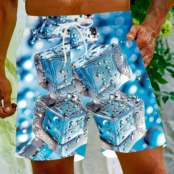 Xysaqa Mens Swim Trunks Men Big & Tall Casual Summer Hawaiian Beach Shorts with Pockets and Drawstring 3X 4X 5X Clearance