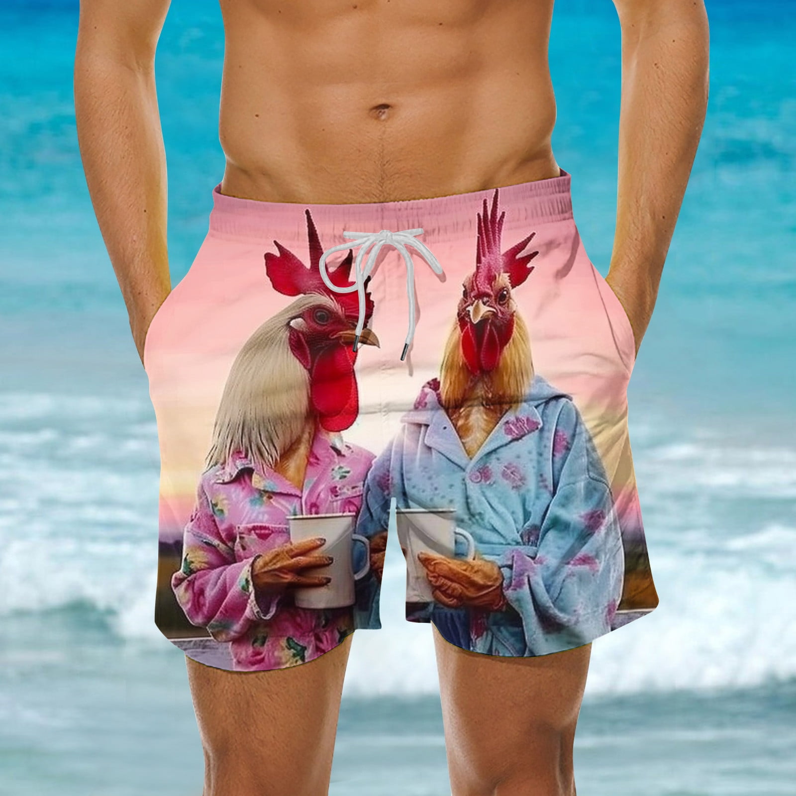 福袋 セール Xysaqa Mens Swim Trunks, Mens Funny Printed Boardshorts Clothing