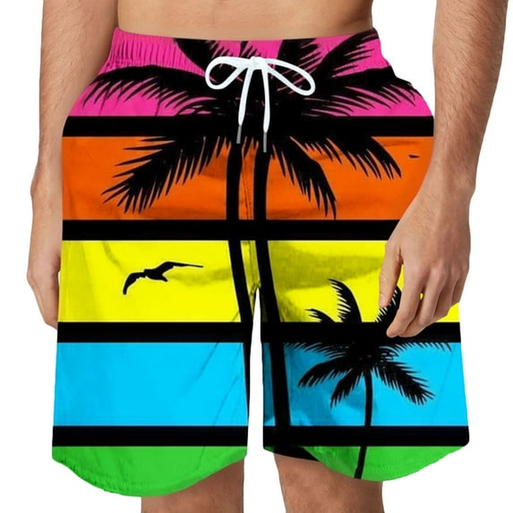 Xysaqa Mens Swim Trunks Tropical Printed Swim Trunk Swimsuits Board Shorts Mens Summer Hawaiian Beach Shorts with Pockets & Drawstring Elastic Waist S-6XL (Available in Big & Tall Sizes)