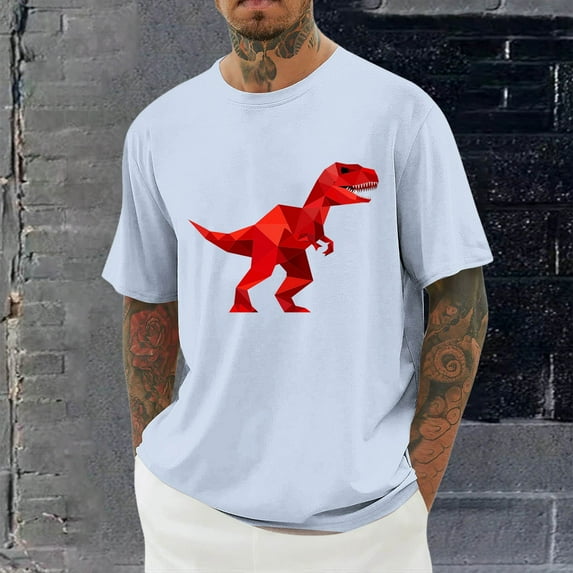 Xysaqa Mens T Shirt Funny Printed Dinosaur Graphic T Shirt Short Sleeve Summer T-Shirt Novelty Casual Tee Fashion Workout Shirts for Men Boys Big & Tall 2X 3X 4X