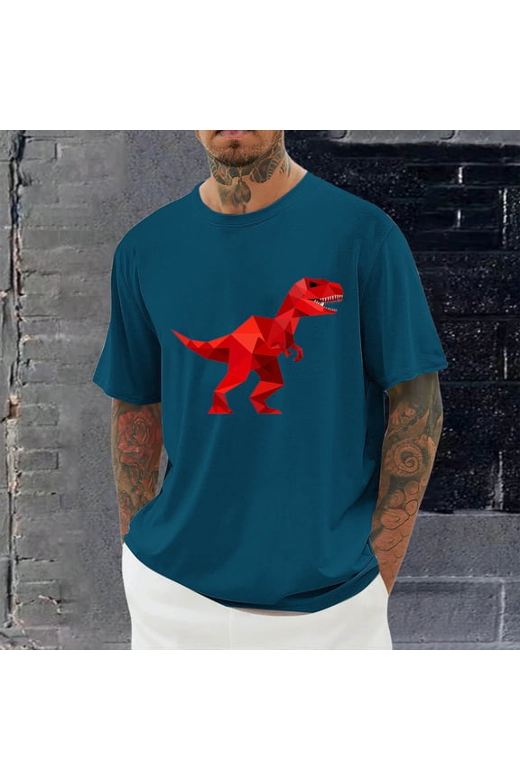 Mens T Shirt Funny Printed Dinosaur Graphic T Shirt Short Sleeve Summer T-Shirt Novelty Casual Tee Fashion Workout Shirts for Men Boys Big & Tall 2X 3X 4X