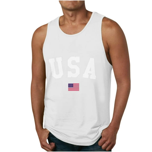 Xysaqa Mens T-Shirts Black T Shirts for Men Men's Tank Tops Summer Sleeveless Usa Flag Graphic Tee 4Th Of July Workout T-Shirts for Men Cool Beach Athletic Mens Undershirts M-6Xl Tank Tops for Men Sum