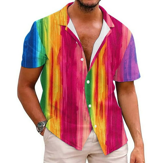 Xysaqa Mens T-Shirts Mens Graphic T-Shirts Men's Novelty Hawaiian Shirt Tie-Dyed Big & Tall Mens Shirts Casual Short Sleeve Button Up T-Shirt Summer Hawaiian Beach Vacation Shirts S-5Xl Oversized Tshi