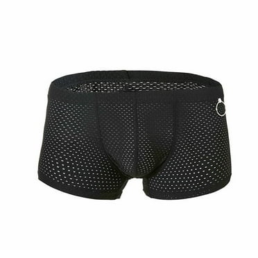 Xysaqa Mens Underwear Sexy Breathable Mesh Boxers Briefs Low Waist Lingerie Shorts Comfort Hollow Boxers Underwear M-XXL